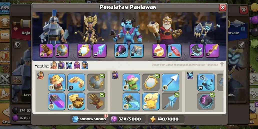 COC537 TH17 SULTAN HERO MAX 3 STRONG TROOPS PETS HIGH EQUIPMENT 5431 TROPHIES (G)